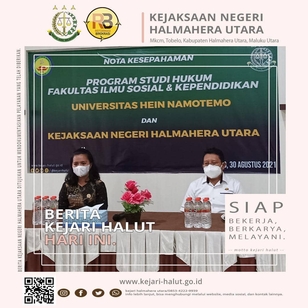 MoU Universitas Hein Namotemo dengan Kejaksaan Negeri Halmahera Utara